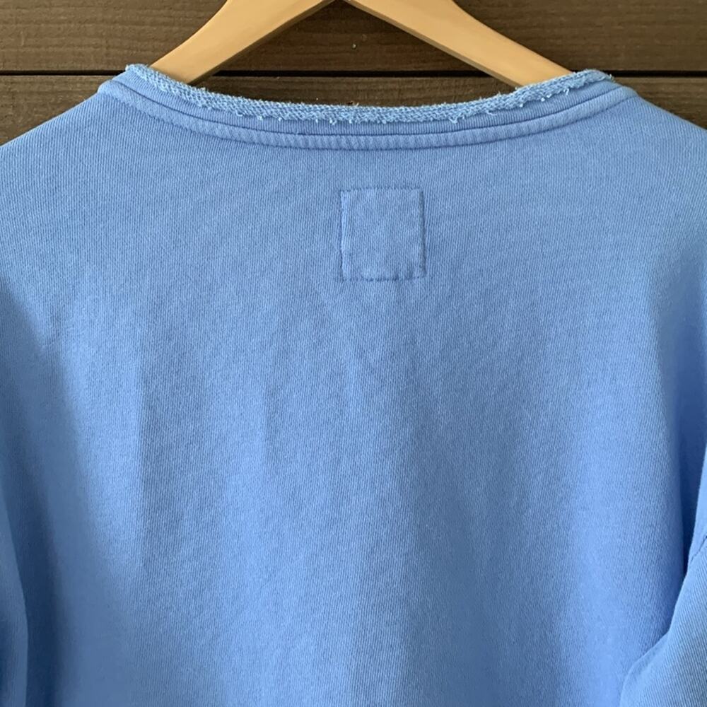Aerie Women's Lace Up Oversized Distressed Sweatshirt in Blue White - Picture 6 of 8